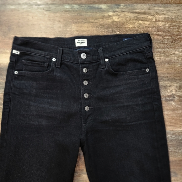 CITIZENS OF HUMANITY OLIVIA PETITE HIGH RISE SLIM ANKLE BLACK BUTTON FLY JEANS - Picture 9 of 14